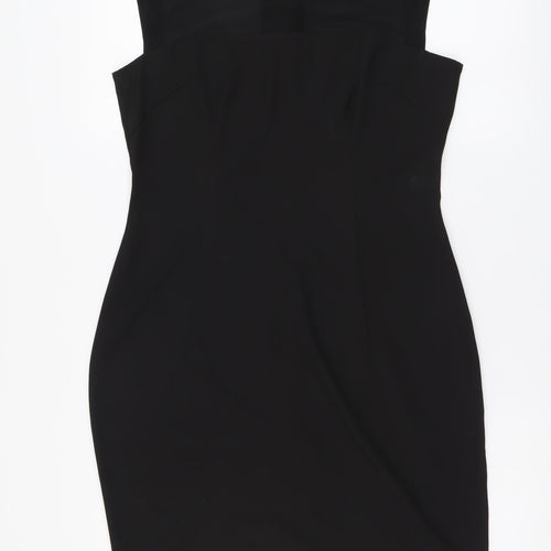 H&M Womens Black Polyester A-Line Size 10 Round Neck Zip