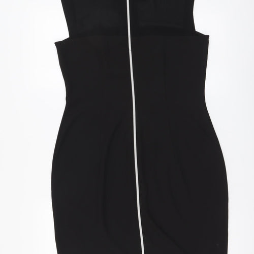 H&M Womens Black Polyester A-Line Size 10 Round Neck Zip