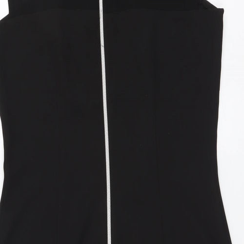 H&M Womens Black Polyester A-Line Size 10 Round Neck Zip