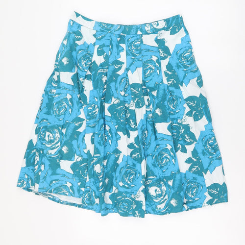 M&Co Womens Black Floral Cotton A-Line Skirt Size 12 Zip