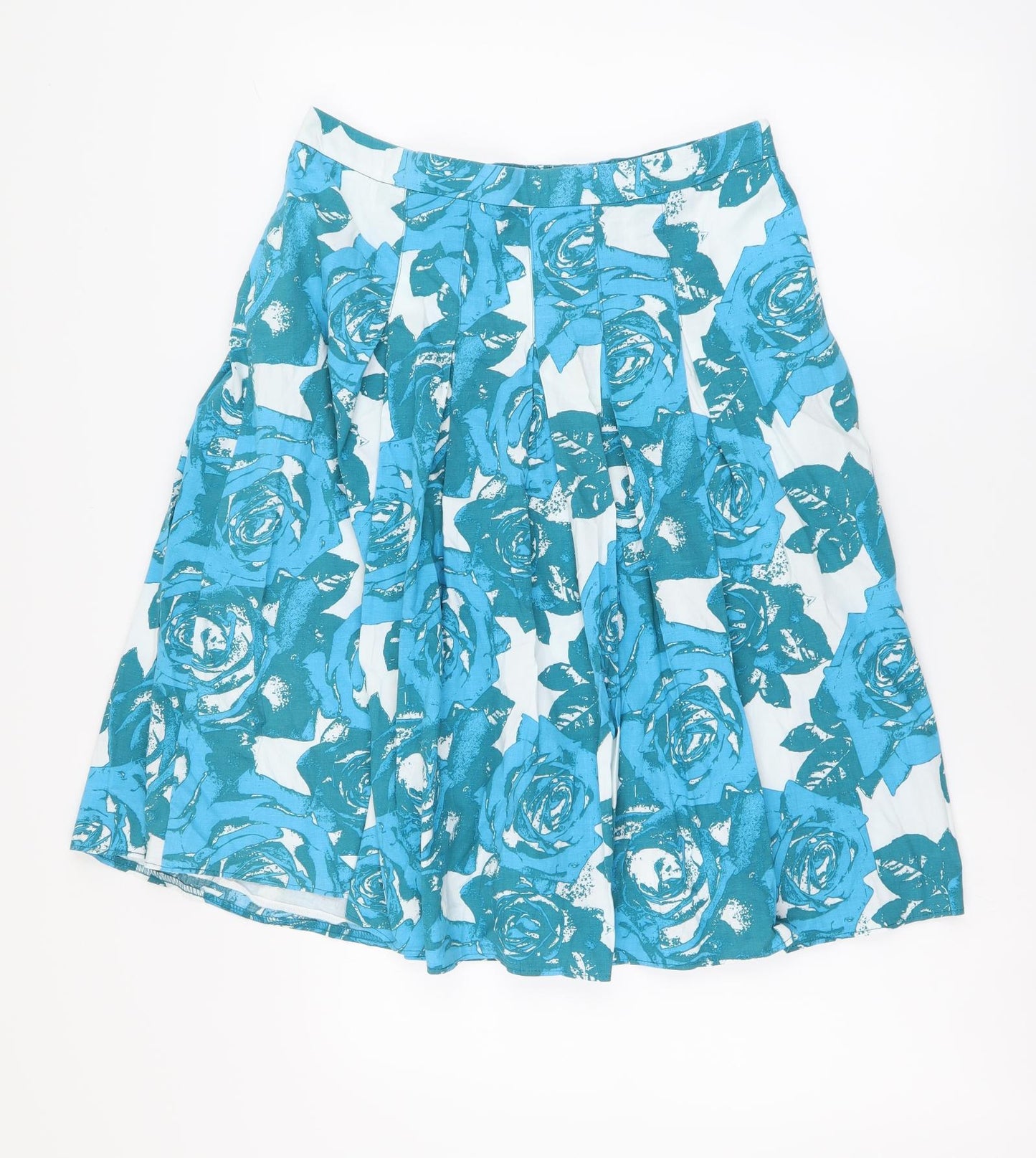 M&Co Womens Black Floral Cotton A-Line Skirt Size 12 Zip