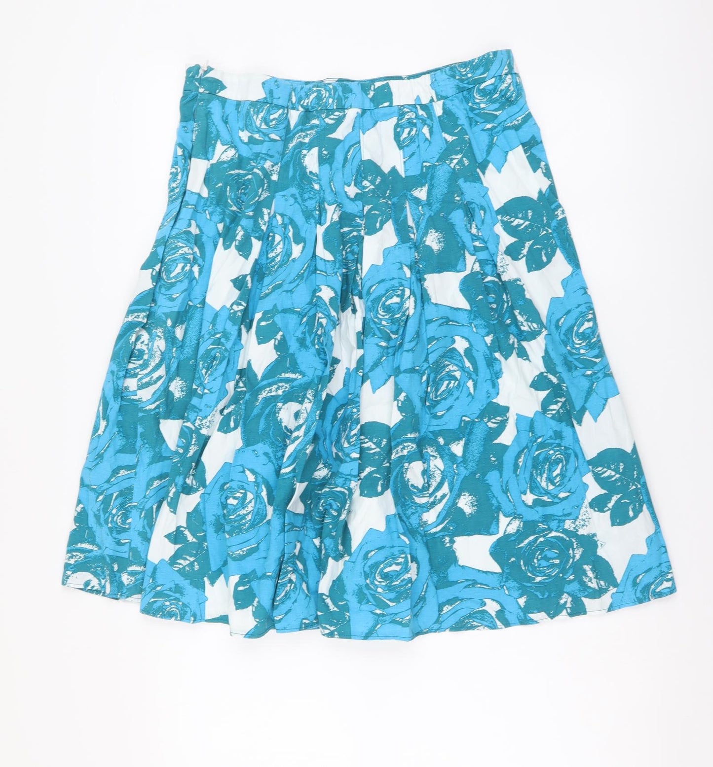M&Co Womens Black Floral Cotton A-Line Skirt Size 12 Zip