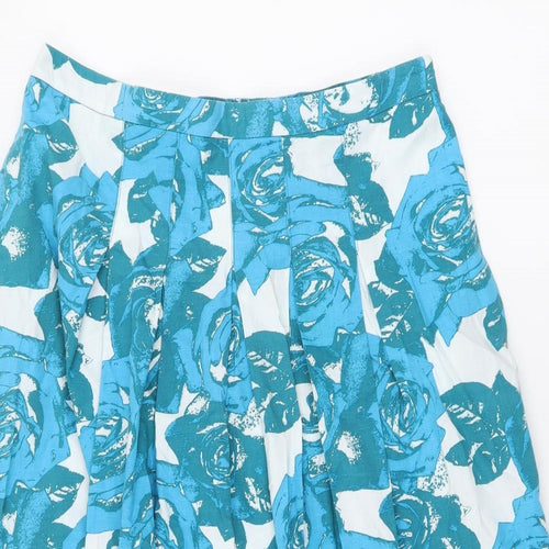 M&Co Womens Black Floral Cotton A-Line Skirt Size 12 Zip
