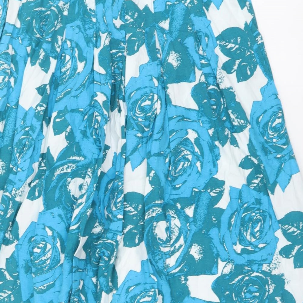 M&Co Womens Black Floral Cotton A-Line Skirt Size 12 Zip