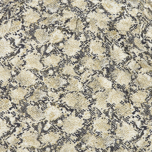 Marks and Spencer Womens Beige Animal Print Viscose Basic Button-Up Size 12 Round Neck - Snake Skin Print
