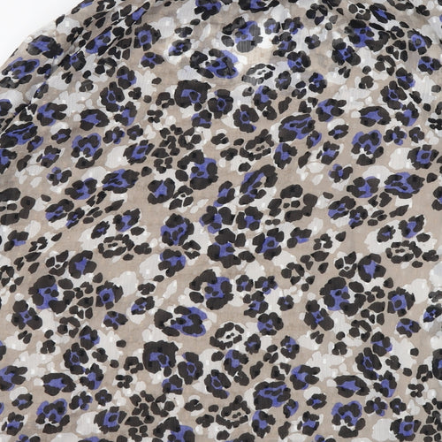 Marks and Spencer Womens Beige Animal Print Polyester Basic Blouse Size 10 Round Neck