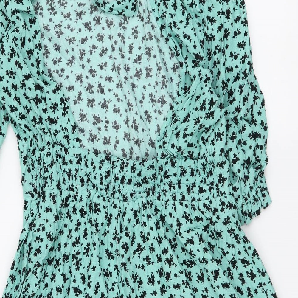 Nobody's Child Womens Green Geometric Viscose A-Line Size 10 Round Neck Pullover