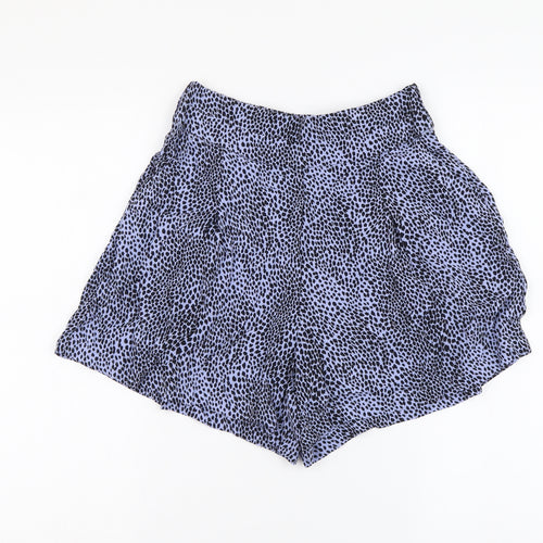 Marks and Spencer Womens Blue Animal Print Polyester Sweat Shorts Size 6 L3 in Regular Zip