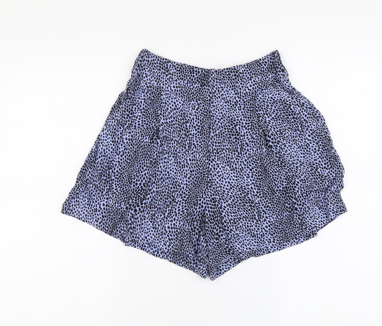 Marks and Spencer Womens Blue Animal Print Polyester Sweat Shorts Size 6 L3 in Regular Zip