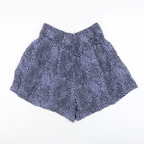 Marks and Spencer Womens Blue Animal Print Polyester Sweat Shorts Size 6 L3 in Regular Zip