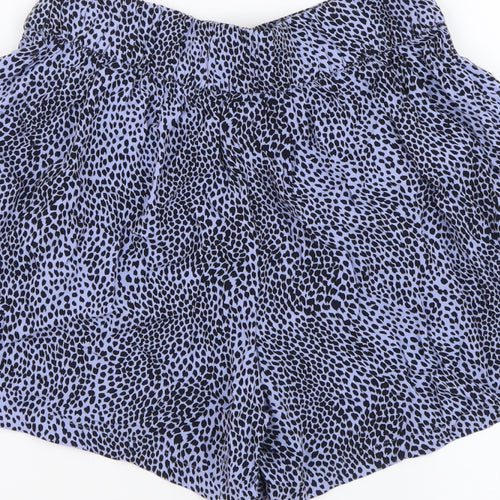 Marks and Spencer Womens Blue Animal Print Polyester Sweat Shorts Size 6 L3 in Regular Zip