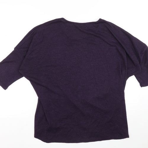 Apricot Womens Purple Boat Neck Polyester Pullover Jumper Size 12