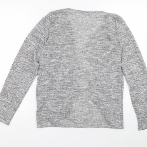 George Womens Grey V-Neck Polyester Cardigan Jumper Size 14 - Mesh detail