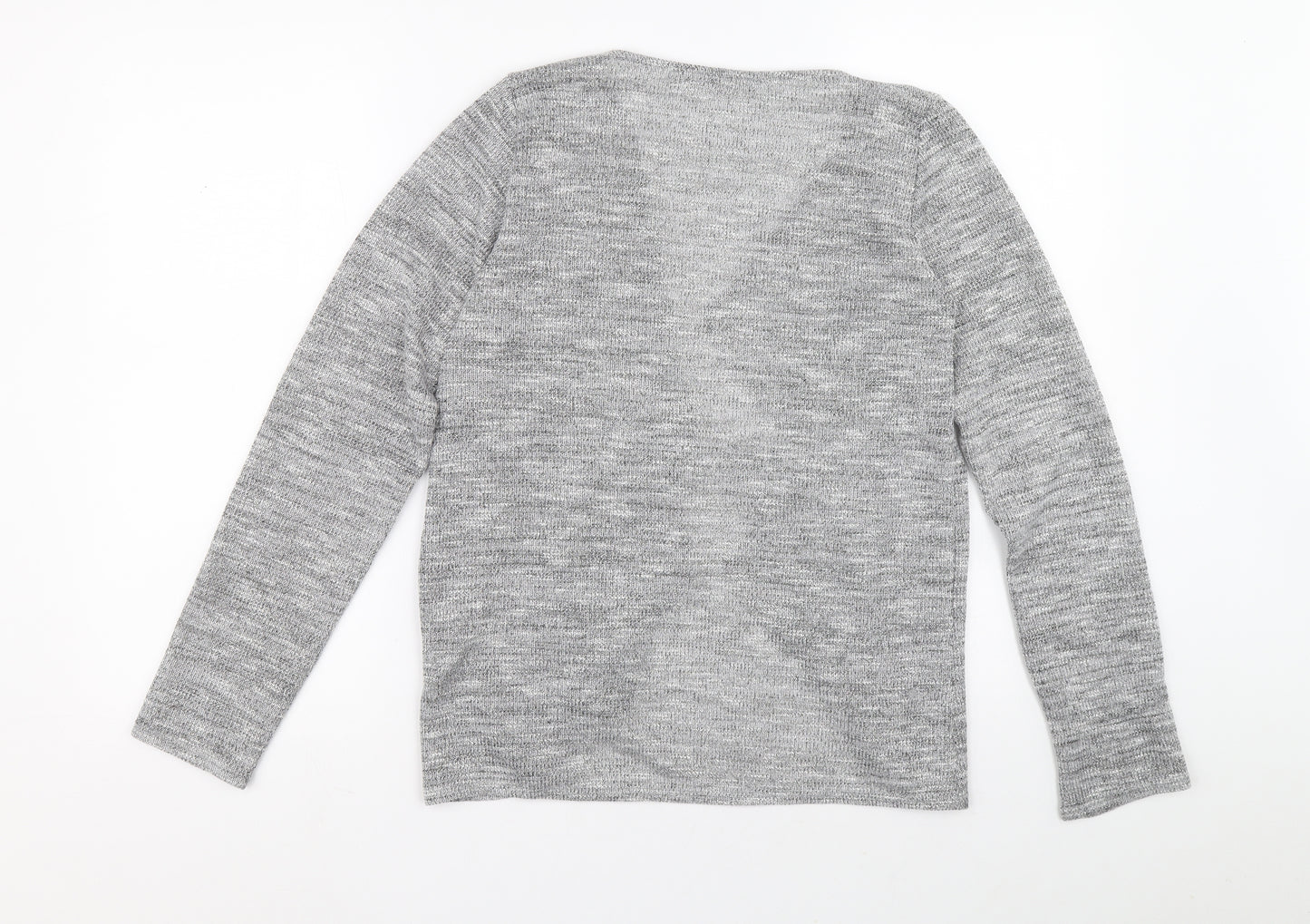 George Womens Grey V-Neck Polyester Cardigan Jumper Size 14 - Mesh detail