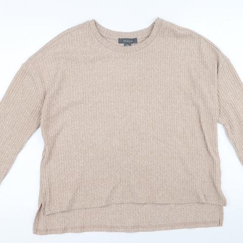 Primark Womens Beige Round Neck Polyester Pullover Jumper Size S - Ribbed fabric