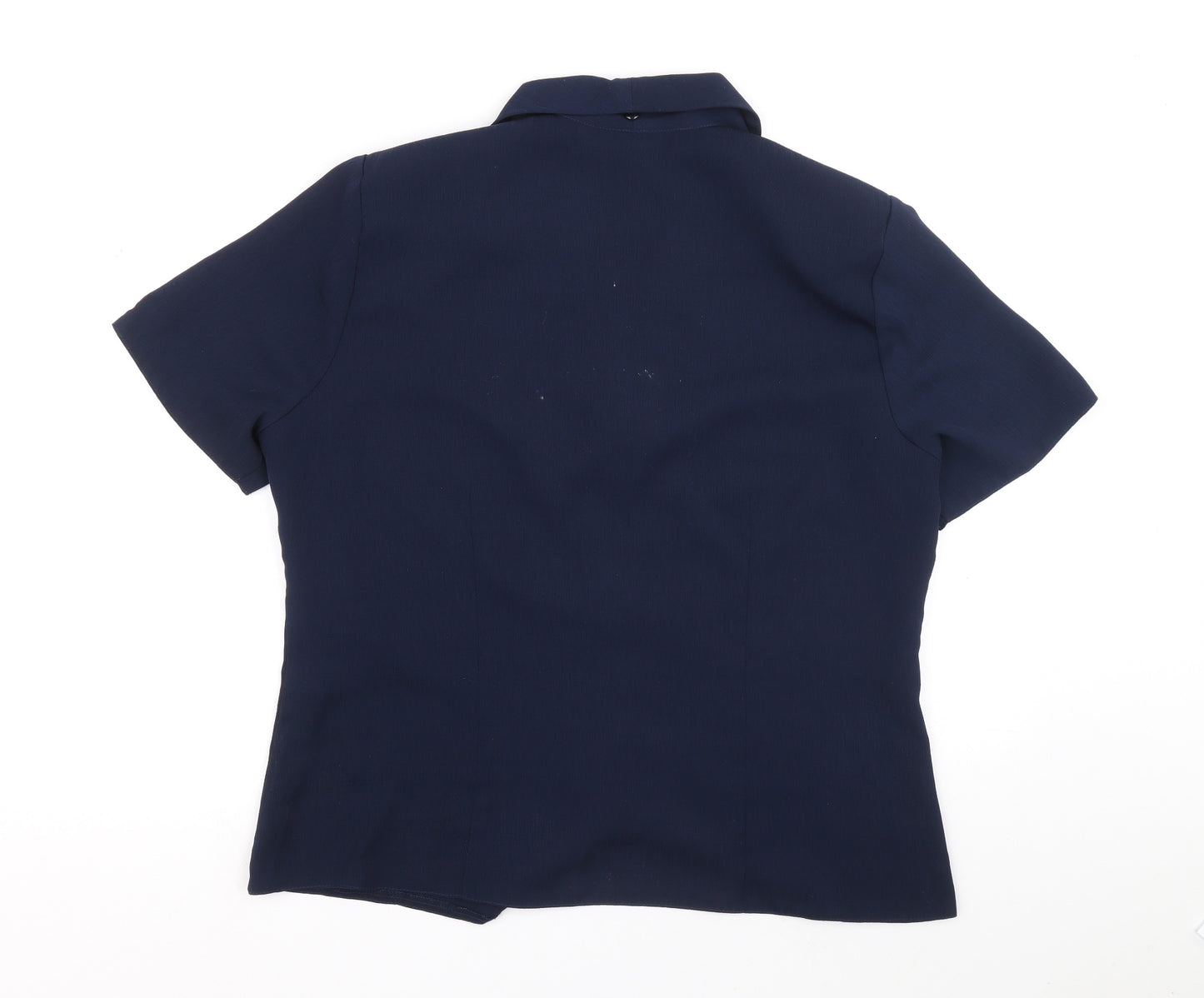 Honor Millburn Womens Blue Polyester Basic Button-Up Size 16 V-Neck