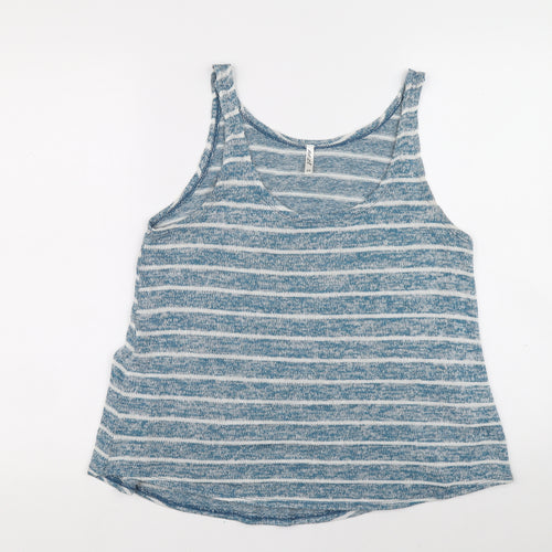 NEXT Womens Blue Striped Viscose Basic Tank Size 10 Scoop Neck
