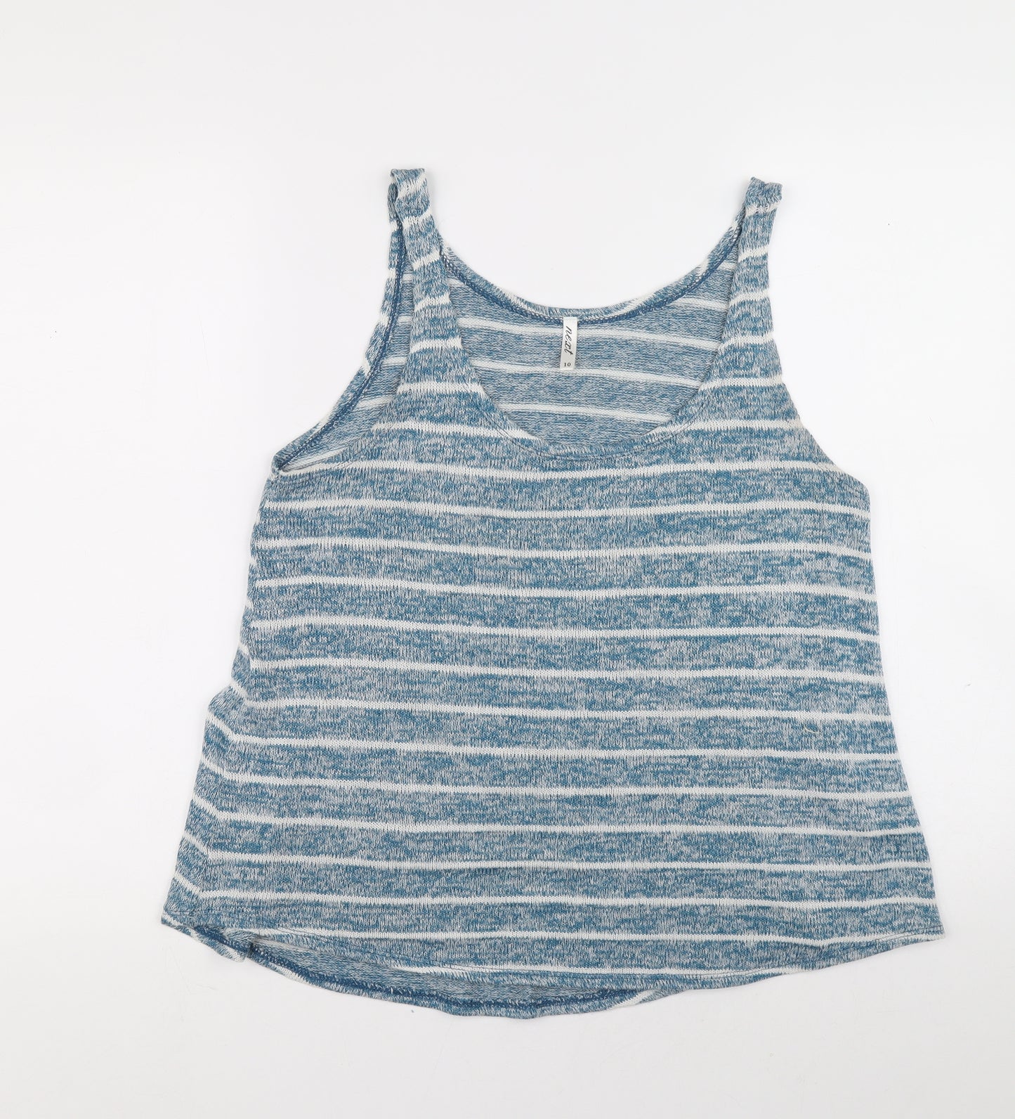 NEXT Womens Blue Striped Viscose Basic Tank Size 10 Scoop Neck