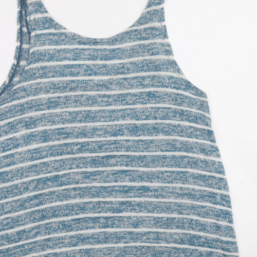 NEXT Womens Blue Striped Viscose Basic Tank Size 10 Scoop Neck