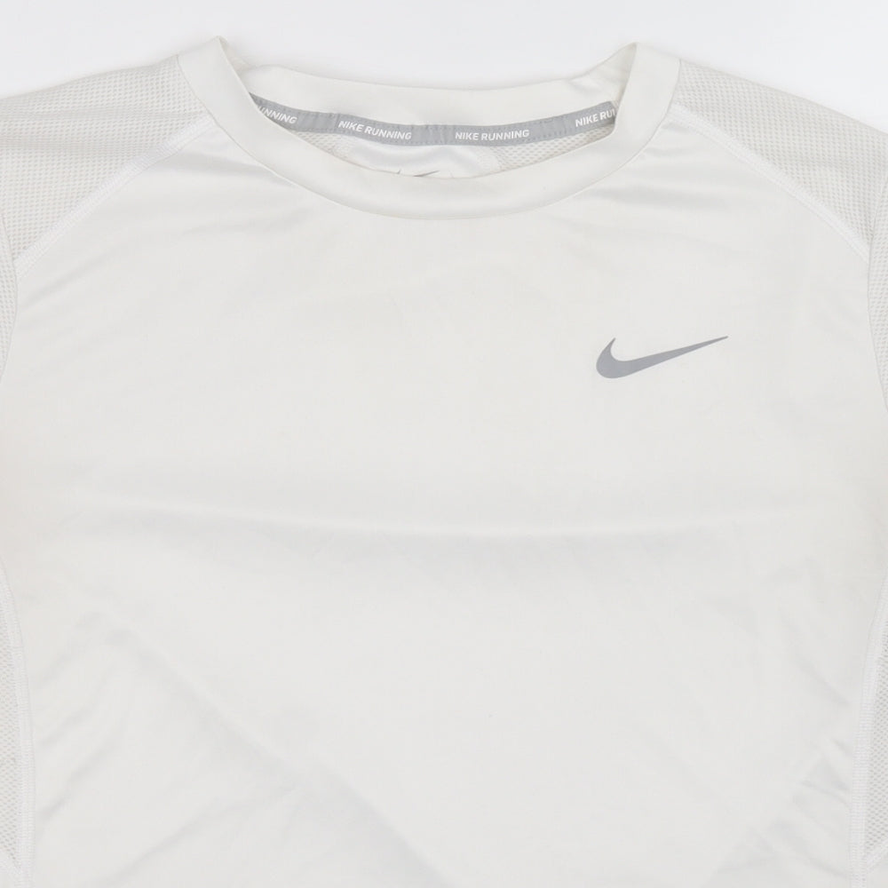 Nike Mens White Polyester Pullover T-Shirt Size M Crew Neck Pullover