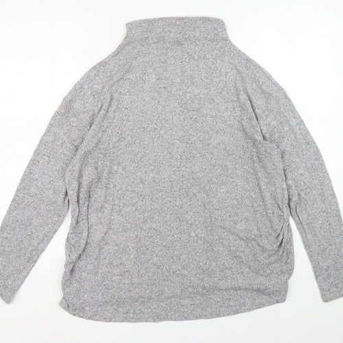 H&M Womens Grey Mock Neck Viscose Pullover Jumper Size XL