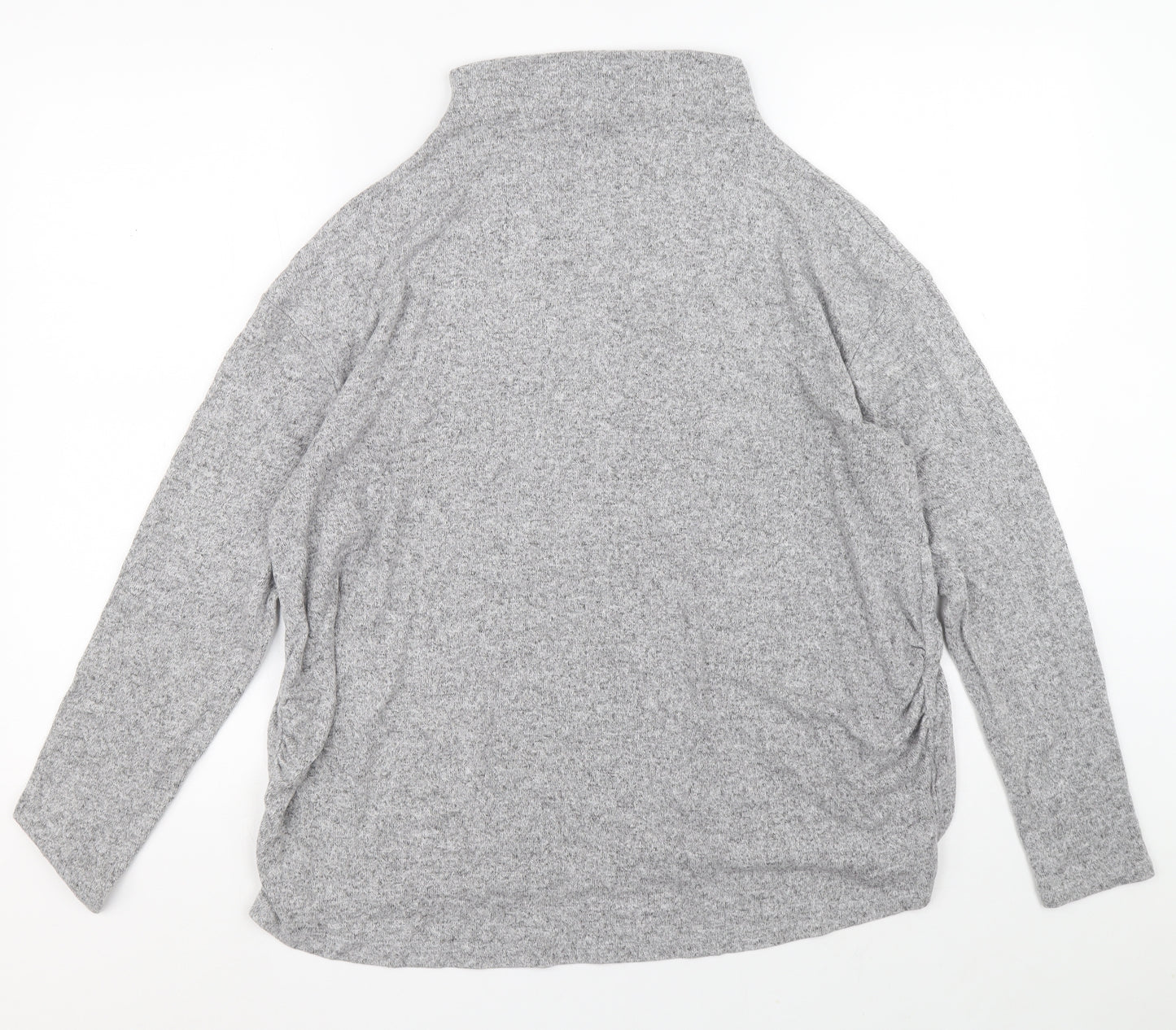 H&M Womens Grey Mock Neck Viscose Pullover Jumper Size XL