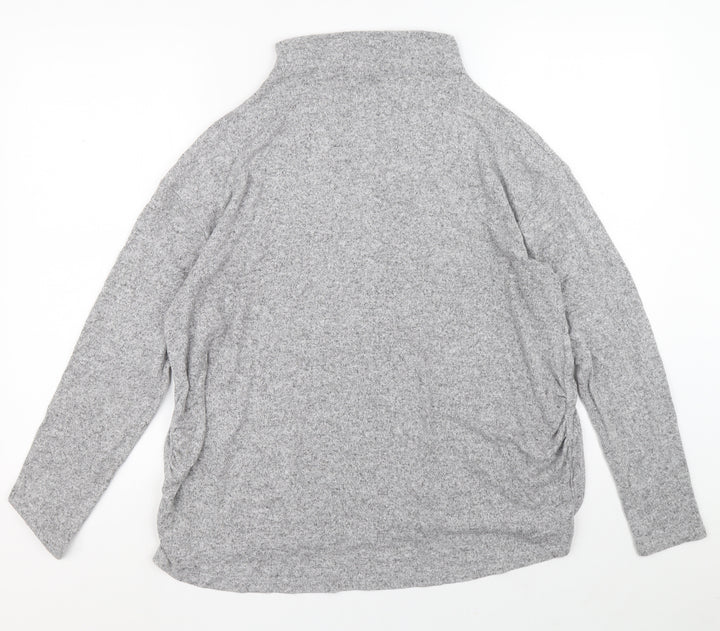 H&M Womens Grey Mock Neck Viscose Pullover Jumper Size XL