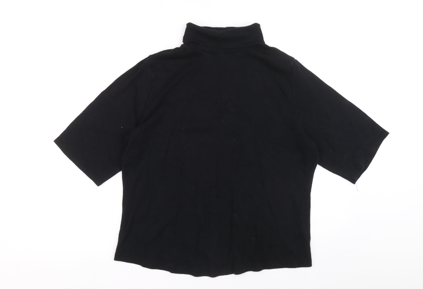 Preworn Womens Black Roll Neck 100% Cotton Pullover Jumper Size 20