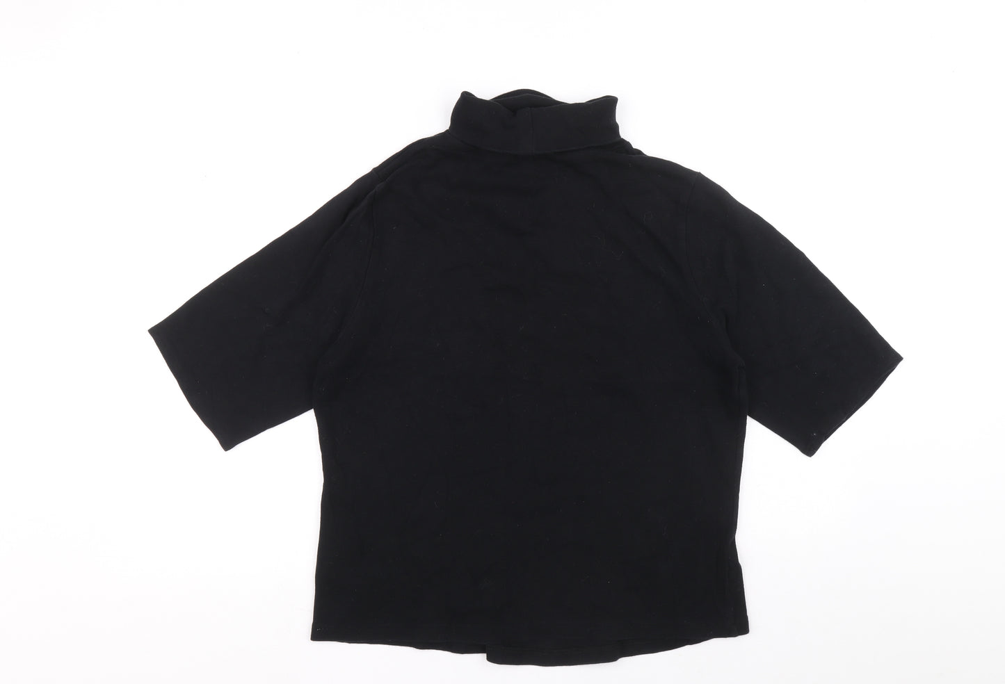 Preworn Womens Black Roll Neck 100% Cotton Pullover Jumper Size 20