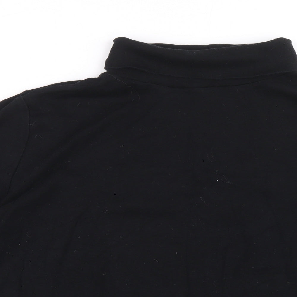Preworn Womens Black Roll Neck 100% Cotton Pullover Jumper Size 20