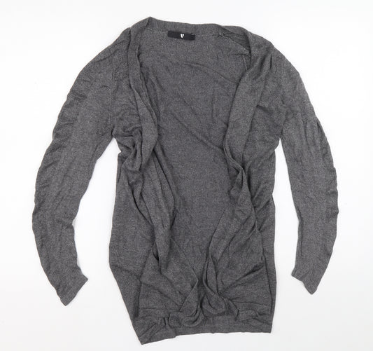 Front view of V by Very women’s grey acrylic cardigan jumper, size UK 10