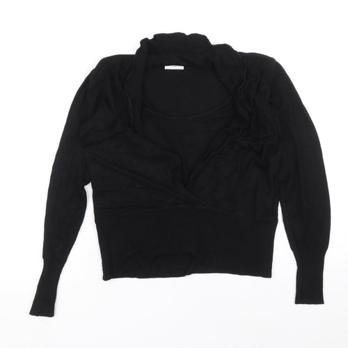 NEXT Womens Black V-Neck Viscose Pullover Jumper Size 12