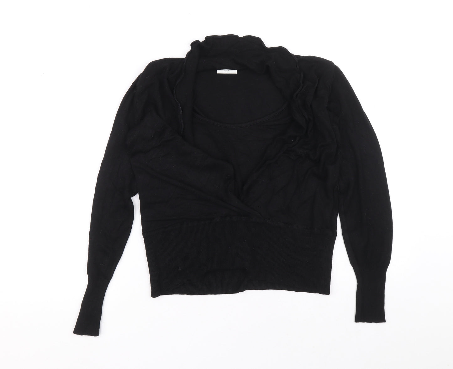 NEXT Womens Black V-Neck Viscose Pullover Jumper Size 12