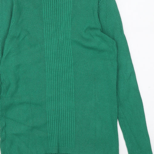 Marks and Spencer Womens Green V-Neck Viscose Pullover Jumper Size 16 - Ribbed fabric