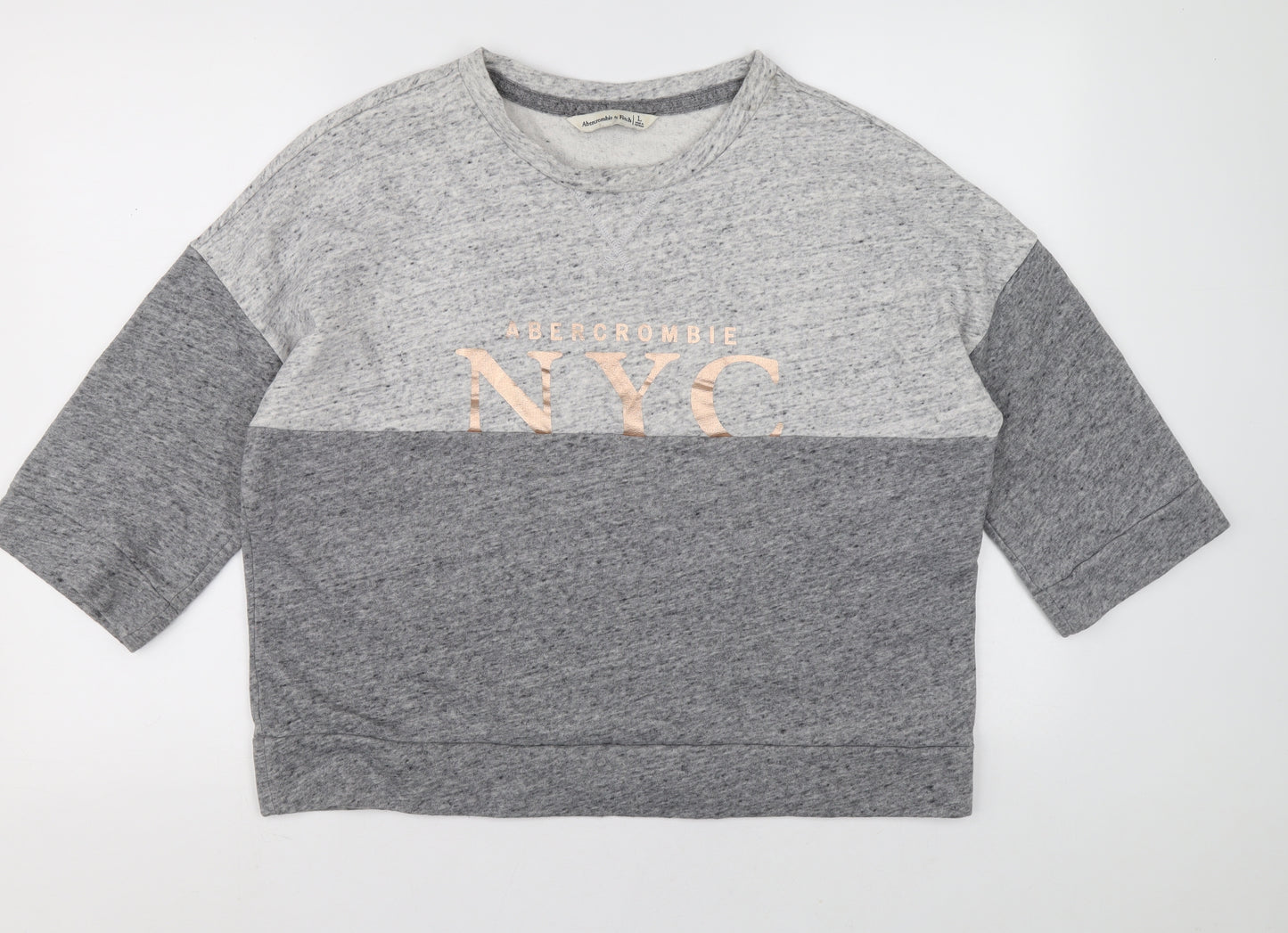 Abercrombie & Fitch Womens Grey Colourblock Cork Pullover Sweatshirt Size L Pullover - Abercrombie NYC