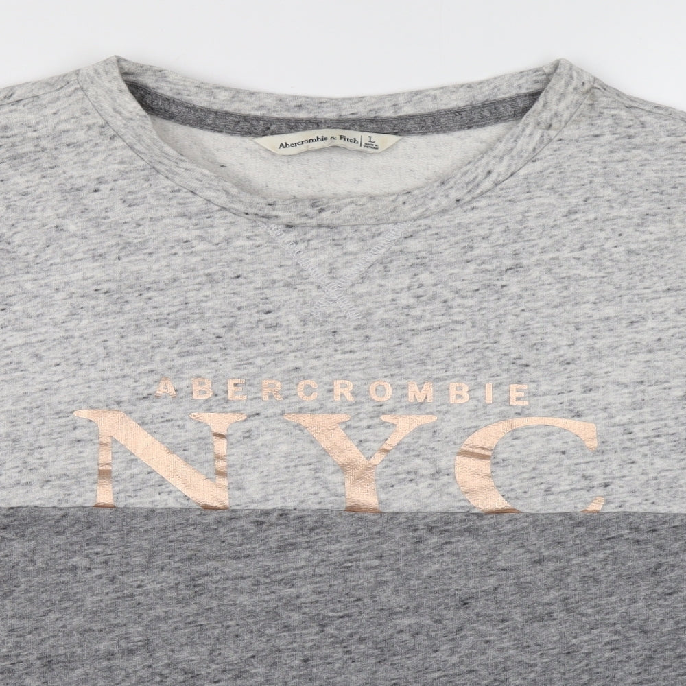 Abercrombie & Fitch Womens Grey Colourblock Cork Pullover Sweatshirt Size L Pullover - Abercrombie NYC