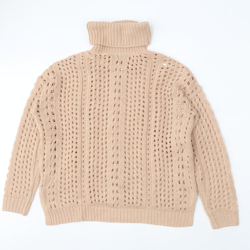 Dorohty Perkins Womens Beige High Neck Acrylic Pullover Jumper Size M