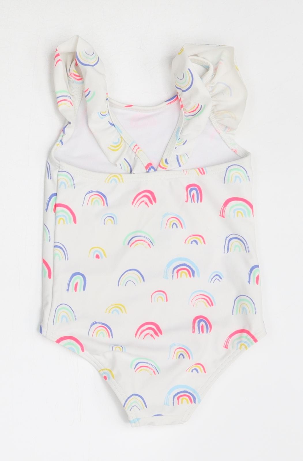 Marks and Spencer Girls White 100% Polyamide Romper One-Piece Size 2-3 Years Pullover - Swimsuit,Rainbow Pattern