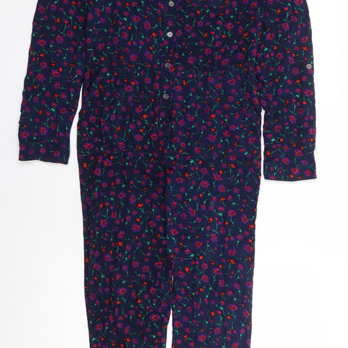 NEXT Girls Blue Floral Viscose Jumpsuit One-Piece Size 13 Years Button