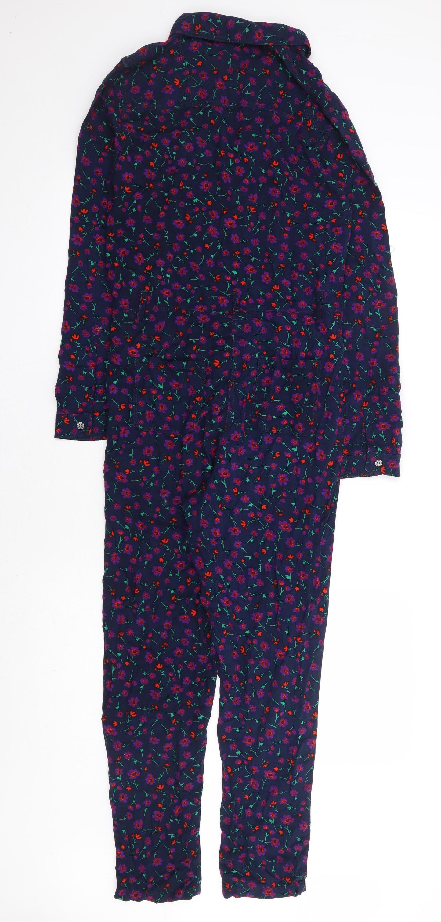 NEXT Girls Blue Floral Viscose Jumpsuit One-Piece Size 13 Years Button