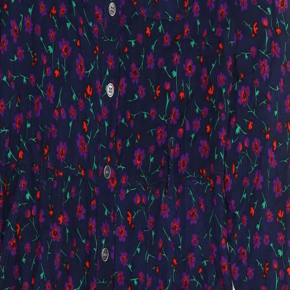 NEXT Girls Blue Floral Viscose Jumpsuit One-Piece Size 13 Years Button