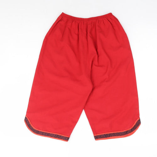 Preworn Womens Red Polyester Cropped Trousers Size 12 Regular