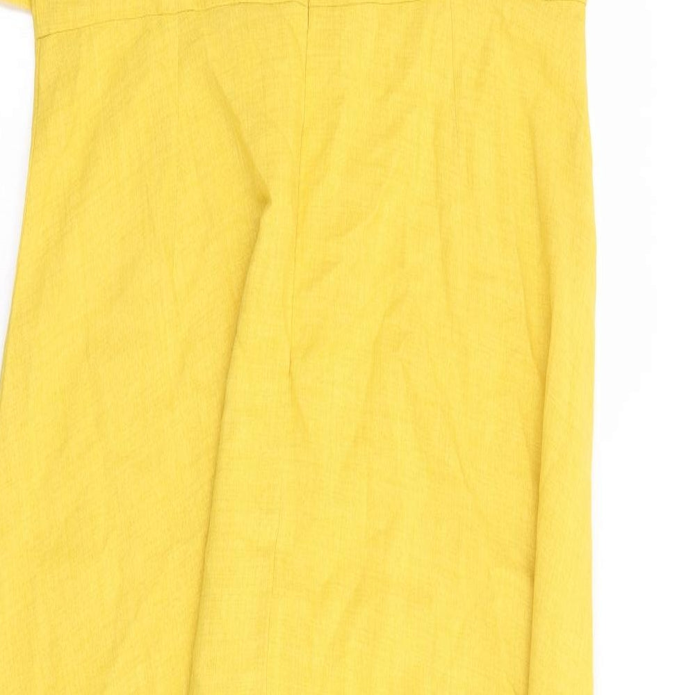 SheIn Womens Yellow Polyester A-Line Size L Round Neck Zip