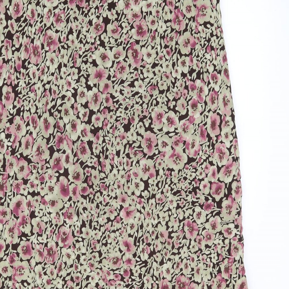 BHS Womens Multicoloured Floral Viscose A-Line Skirt Size 14