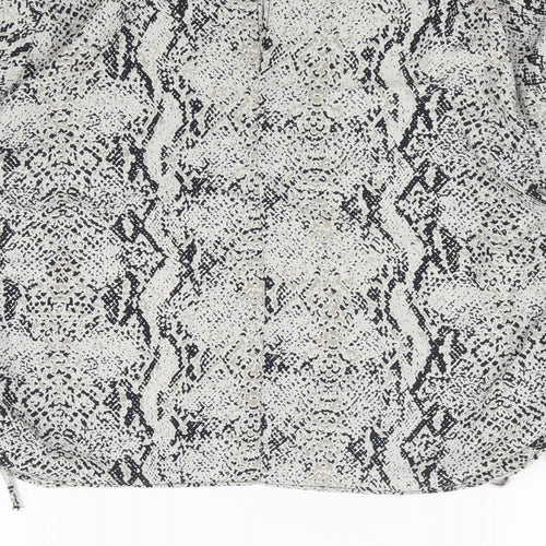 Primark Womens Grey Animal Print Polyester Basic Blouse Size 10 Round Neck - Side Tie Snake Skin Print