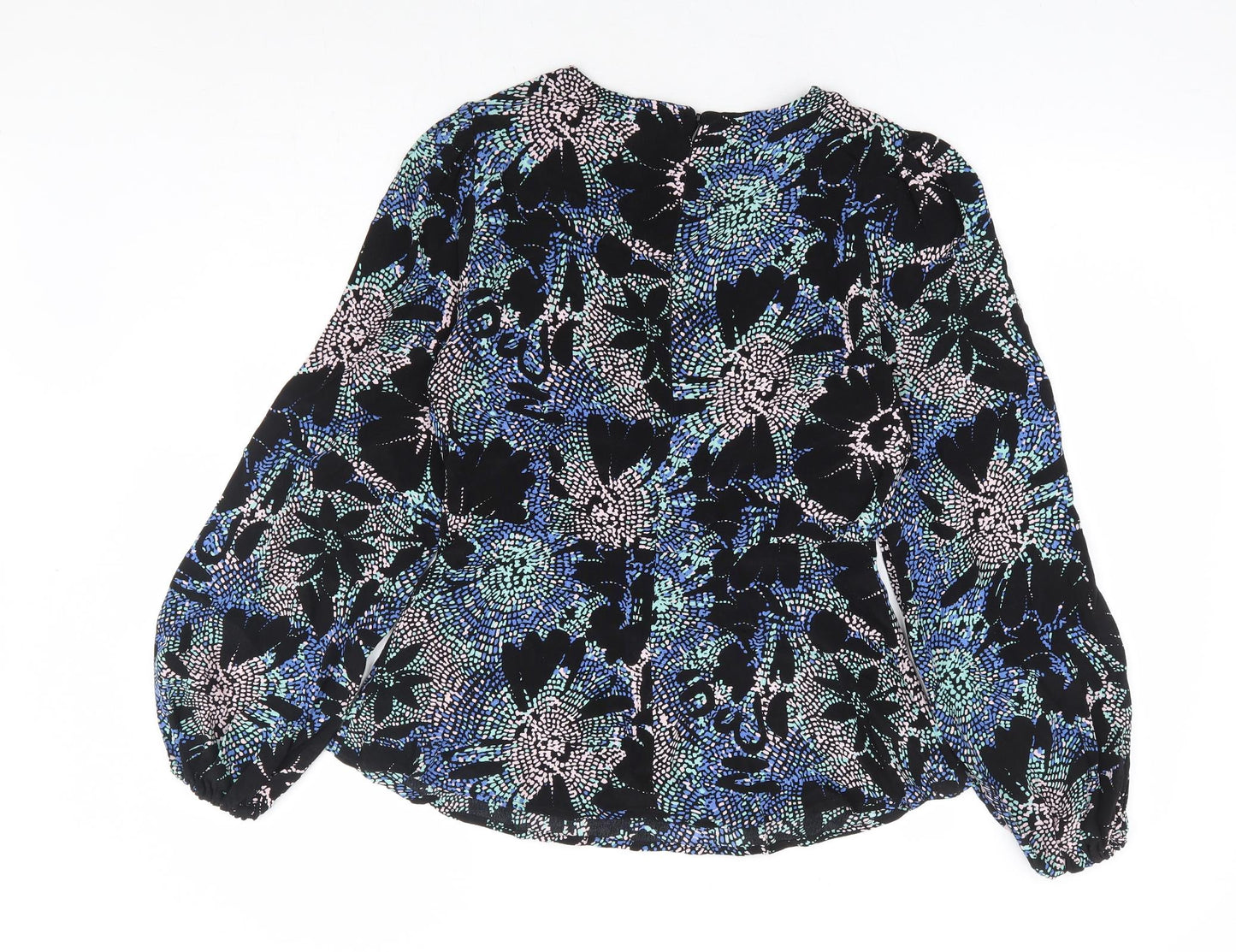 Marks and Spencer Womens Multicoloured Geometric Viscose Basic Blouse Size 8 Round Neck