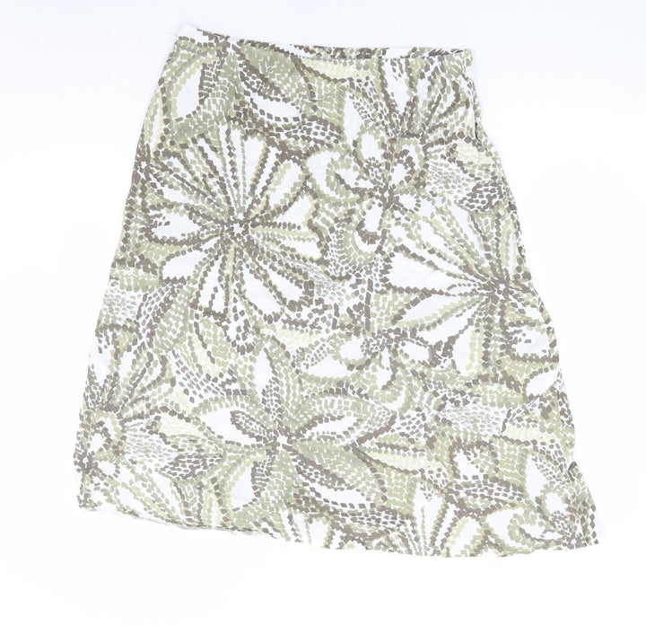 Prewron Womens Green Geometric Polyester A-Line Skirt Size 32 in