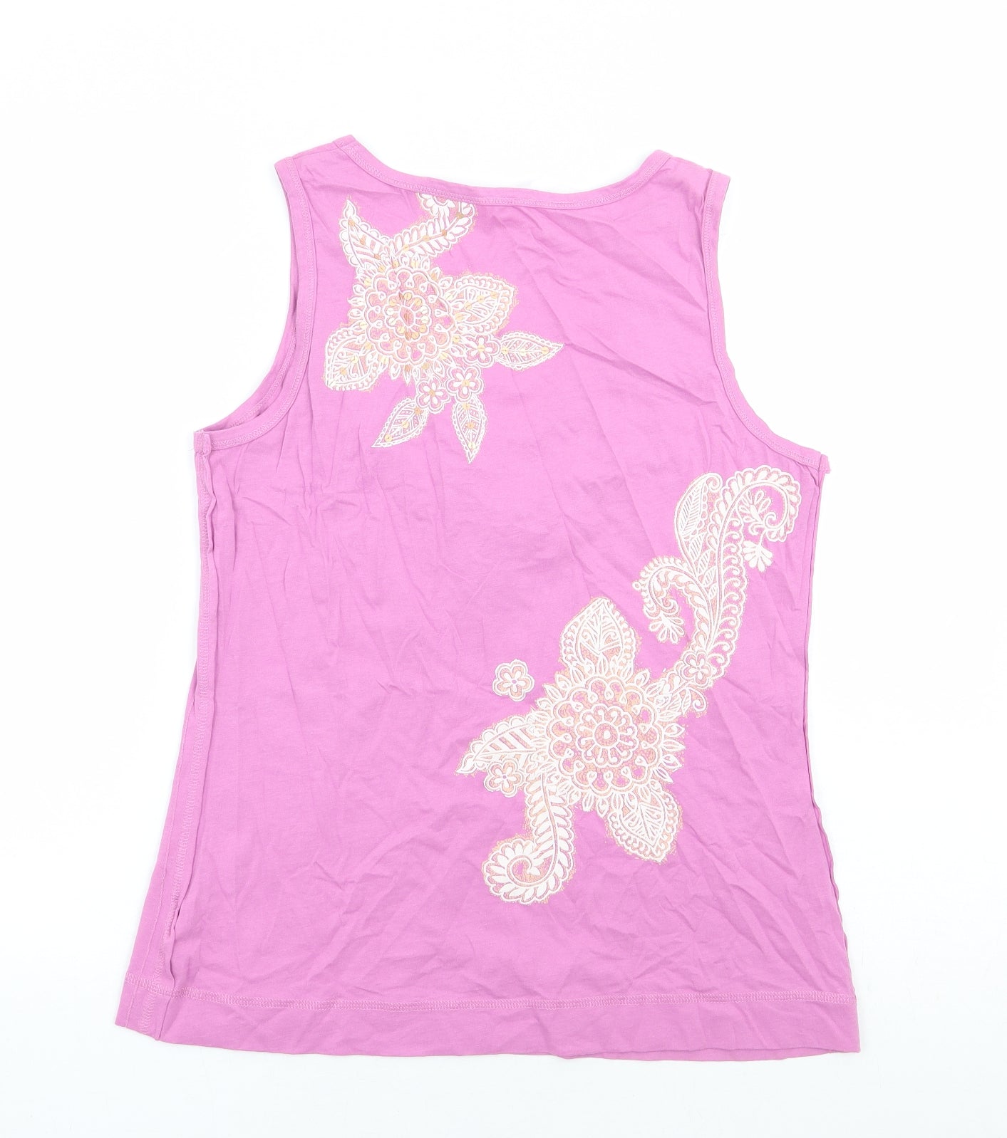NEXT Womens Pink 100% Cotton Basic Tank Size 14 Scoop Neck - St Malo