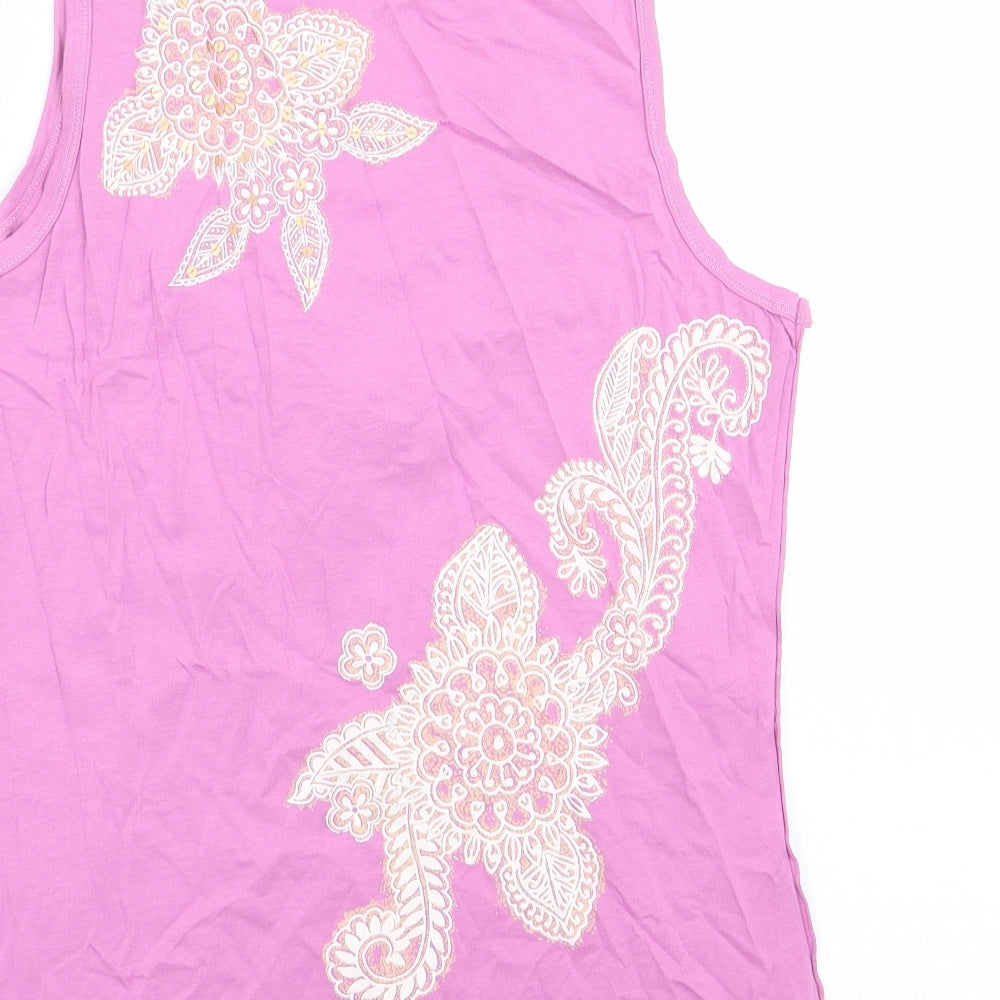 NEXT Womens Pink 100% Cotton Basic Tank Size 14 Scoop Neck - St Malo