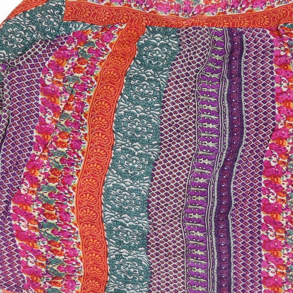 Joe Browns Womens Multicoloured Geometric Viscose Basic Blouse Size 8 Round Neck